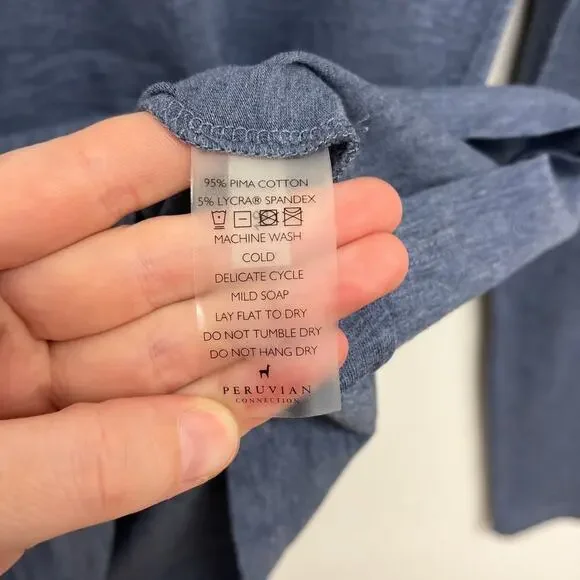 Peruvian Connection Layering Pima Cotton Stretch Round Neck Long Sleeve Tee - S - Picture 5 of 6